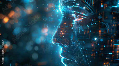 Artificial Intelligence. Technology Web Background - Conceptual Illustration of AI Development - Generative Ai