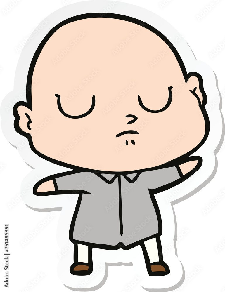 sticker of a cartoon bald man sticker of a cartoon bald man