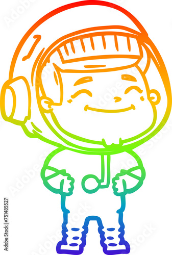 rainbow gradient line drawing happy cartoon astronaut