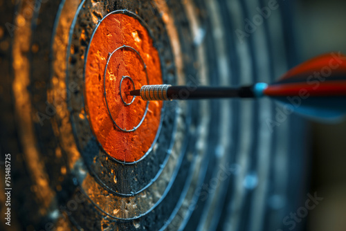 Precision striking bullseye an arrow hitting its target with precision. Generative Ai