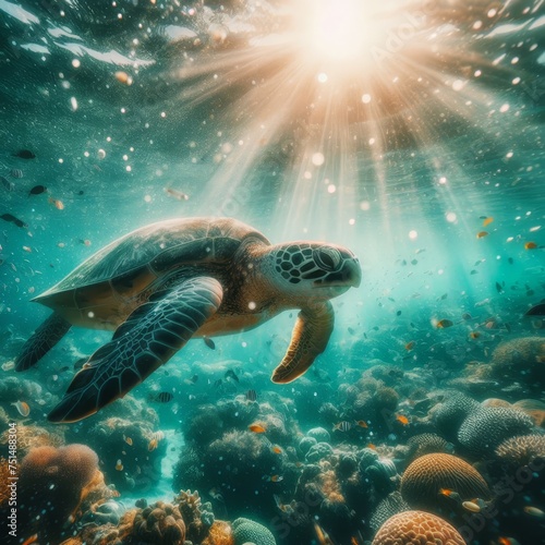 Turtle underwater © smerlot