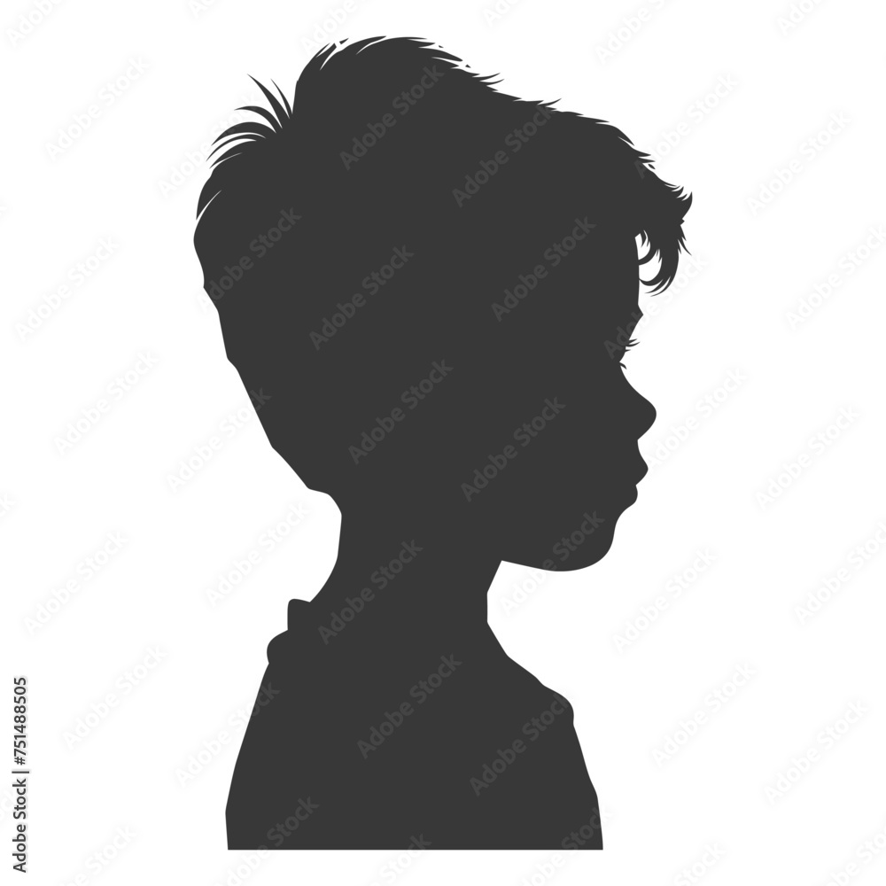 Silhouette caucasian boy black color only Silhouette caucasian boy black color only