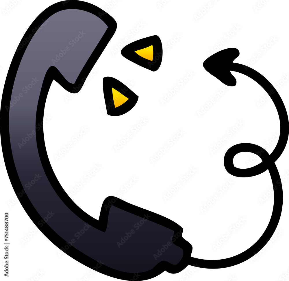 gradient shaded cartoon telephone receiver gradient shaded cartoon telephone receiver