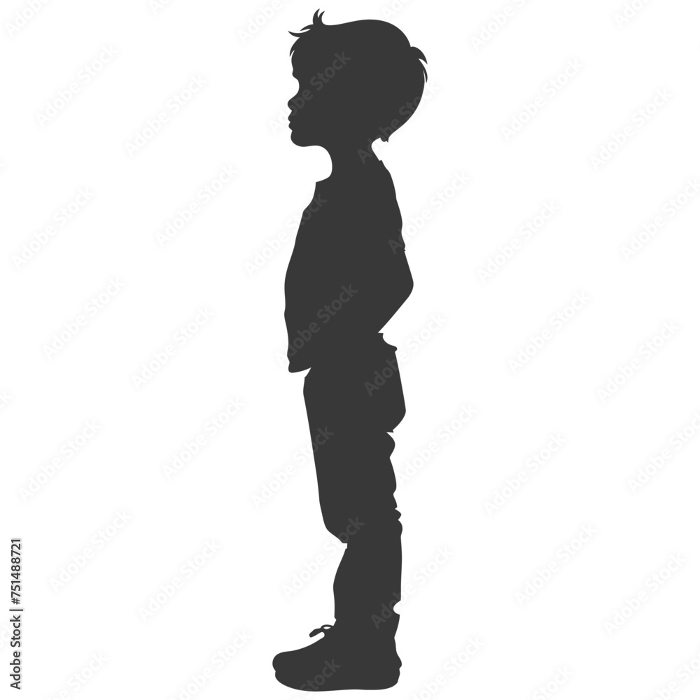 Fototapeta premium Silhouette caucasian boy black color only