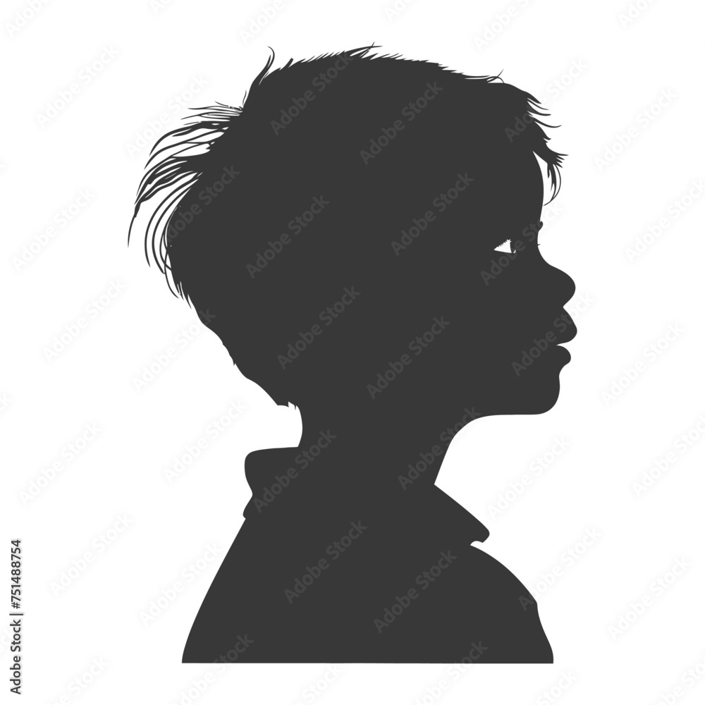 Silhouette caucasian boy black color only