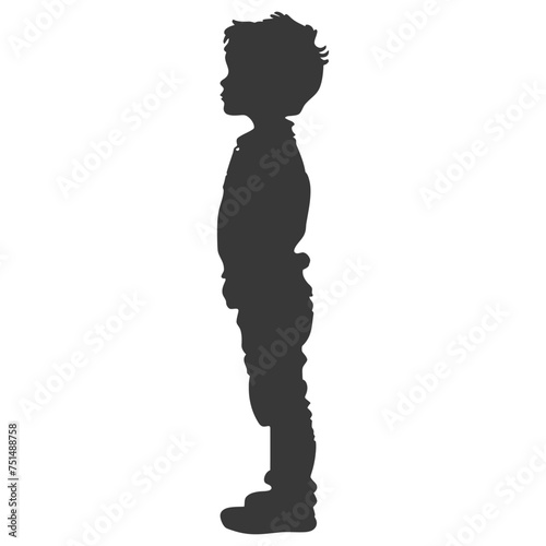Silhouette caucasian boy black color only