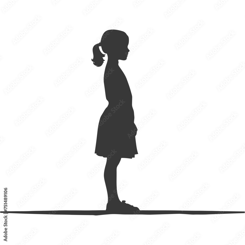 Silhouette caucasian girl alone black color only