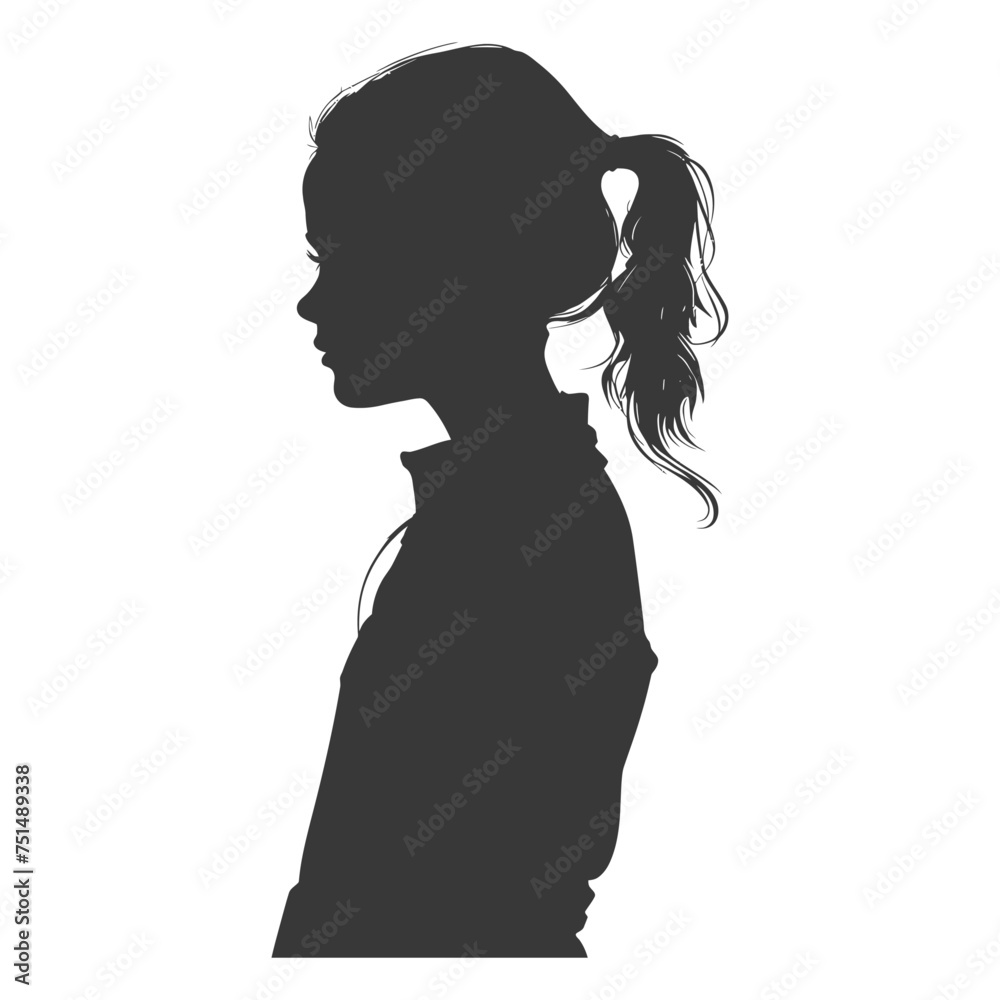 Silhouette caucasian girl black color only