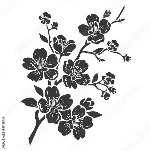 Silhouette Cherry blossoms or sakura flower black color only