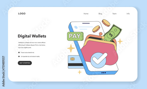 Digital Wallet concept. Flat vector illustration.