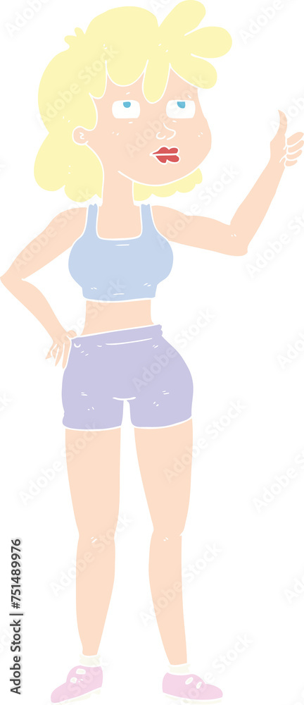 flat color illustration of a cartoon gym woman flat color illustration of a cartoon gym woman