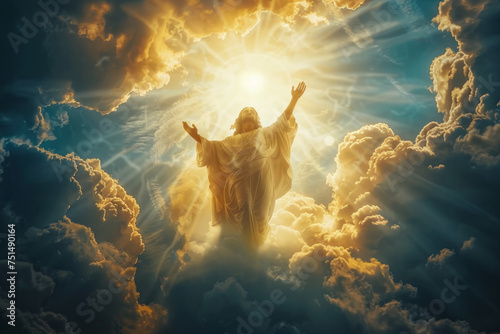 Ascension day of jesus christ or resurrection day of the son of god ascension day concept in church. Generative Ai