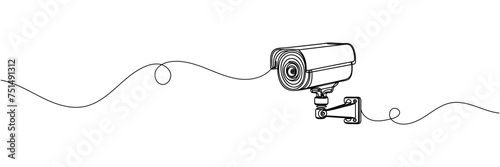 Continuous one line drawing of outdoor surveillance camera vector design. One line illustration of cctv camera.