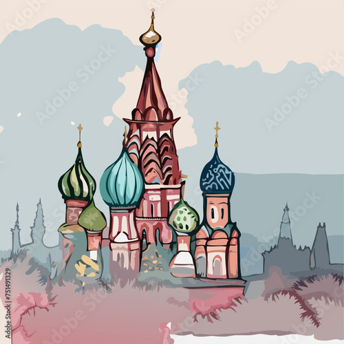 Moscow landscape, St. Basil's Cathedral. 