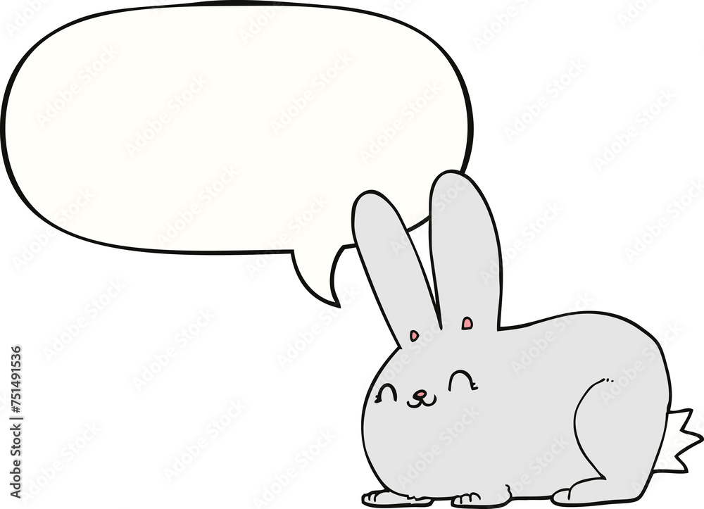 cartoon rabbit and speech bubble