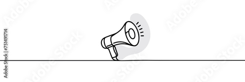 Continuous single one line art drawing of megaphone speaker for news and promotion . vector illustration