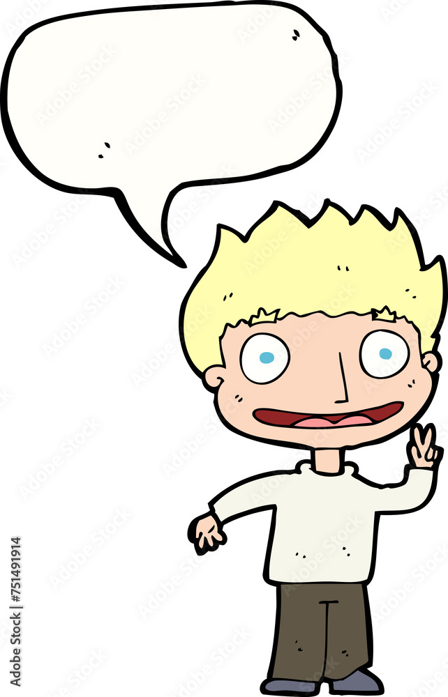 cartoon happy boy with speech bubble cartoon happy boy with speech bubble