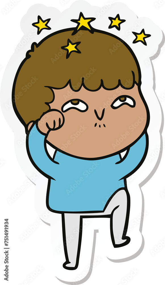 sticker of a cartoon amazed boy sticker of a cartoon amazed boy