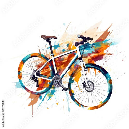 Simple graphic logo of color bike on white background