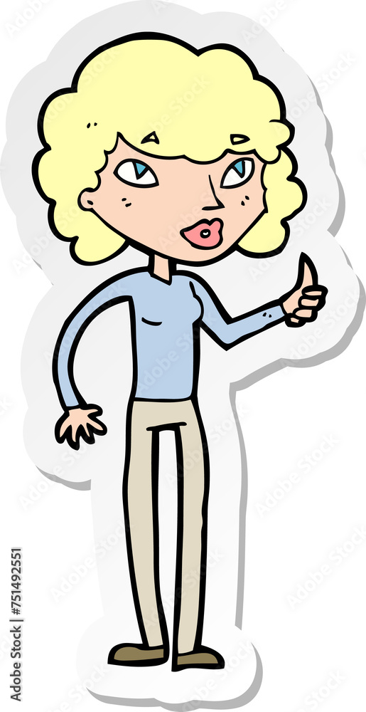 sticker of a cartoon woman giving thumbs up symbol sticker of a cartoon woman giving thumbs up symbol