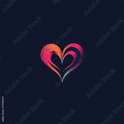 Cardiogram pulse heart icon logo design template