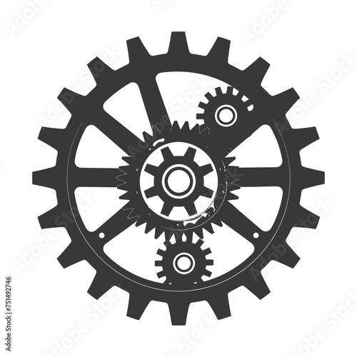 Silhouette cog wheel black color only full body