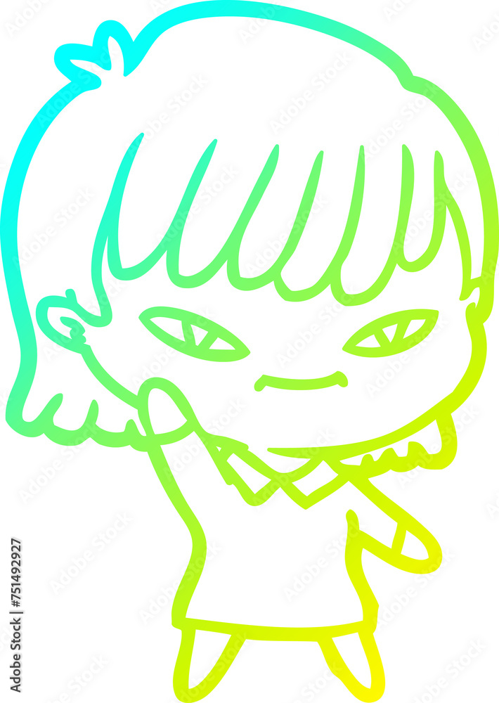 cold gradient line drawing cartoon woman cold gradient line drawing cartoon woman