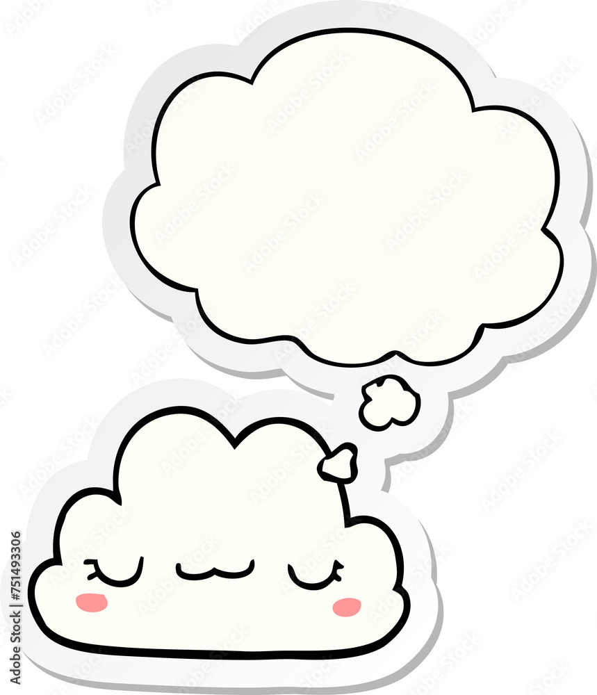 cute cartoon cloud and thought bubble as a printed sticker cute cartoon cloud and thought bubble as a printed sticker