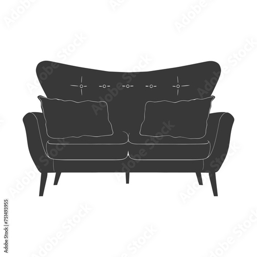 Silhouette Scandinavian sofa black color only