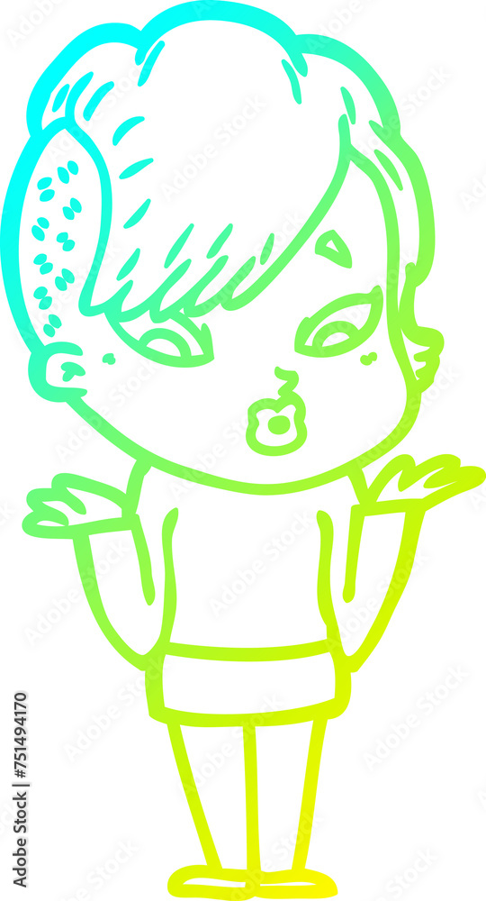 cold gradient line drawing cartoon surprised girl cold gradient line drawing cartoon surprised girl