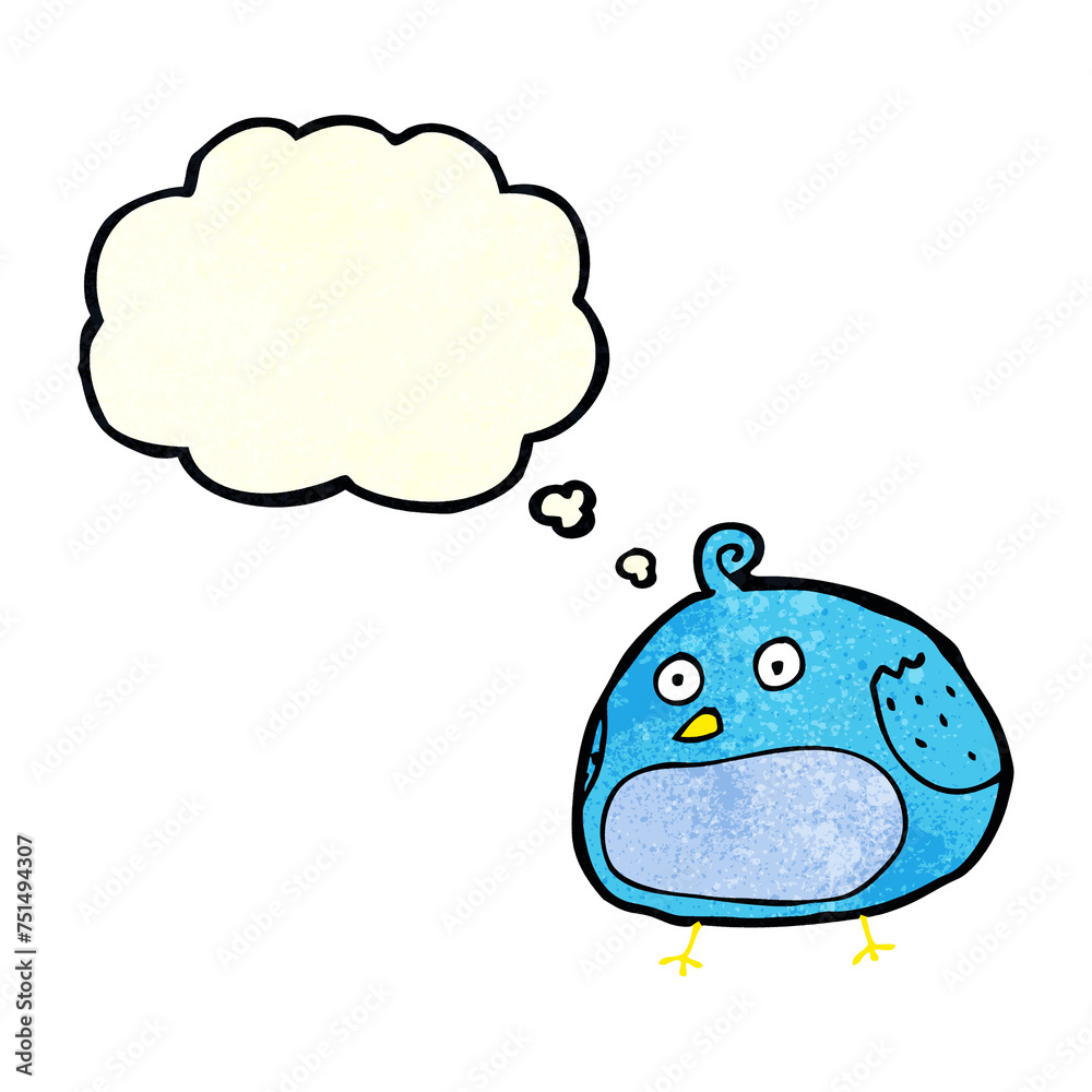 cartoon fat bird with thought bubble cartoon fat bird with thought bubble