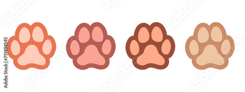 Paw prints. Cat paw, dog's paw. Logo. Set.  Isolated vector illustration in pastel colors on white background © Alina