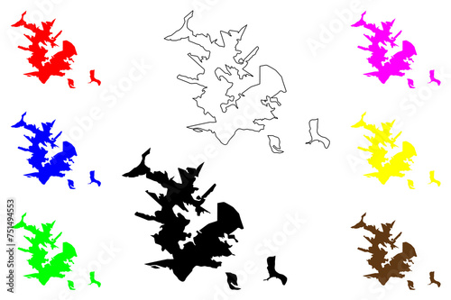 Coronel Fabriciano city (Federative Republic of Brazil, Minas Gerais state) map vector illustration, scribble sketch Coronel Fabriciano map