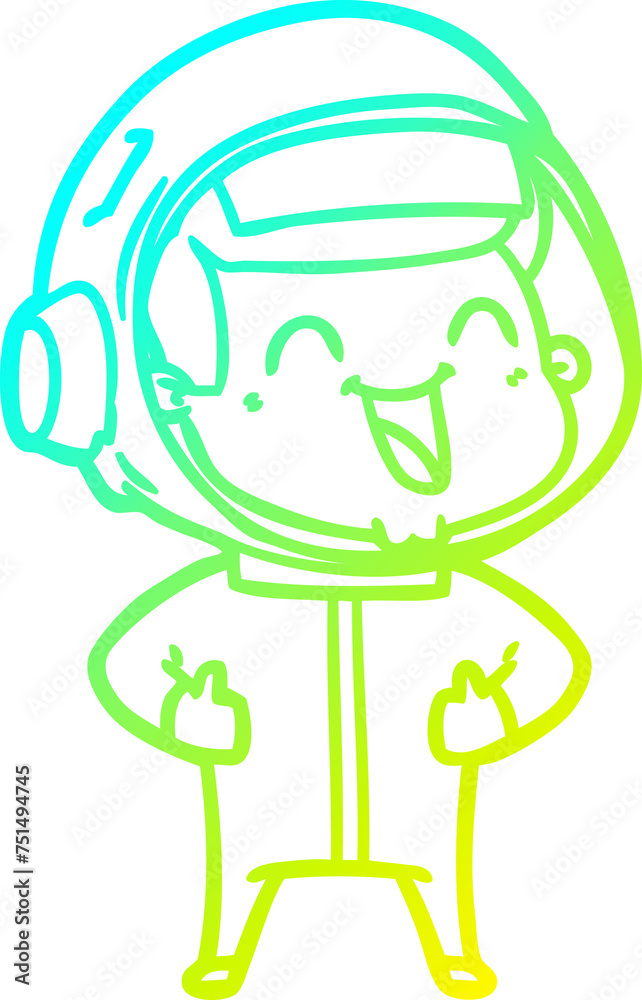cold gradient line drawing happy cartoon astronaut cold gradient line drawing happy cartoon astronaut