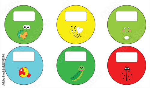 black space with cute photo frame illustration clipart for kids or worksheet with animal decoration