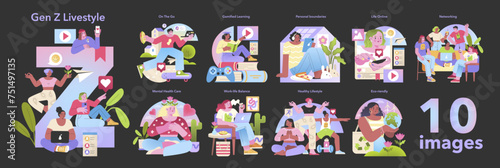 Gen Z Lifestyle set. Vector illustration.
