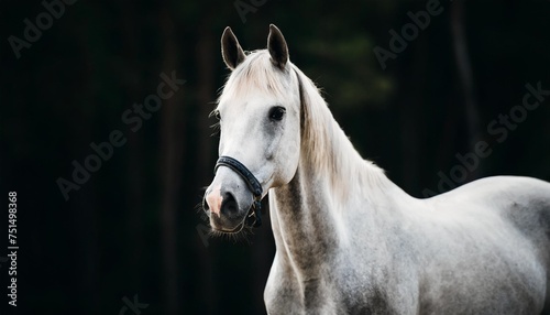 beautiful gray horse on a black background