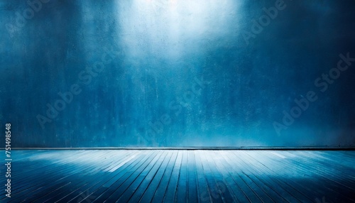 glowing blue grunge wall on reflect metallic floor photo abstract luxury gradient blue background elegant photo background with texture