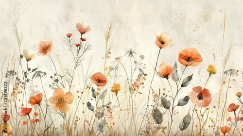 Vintage watercolor floral background
