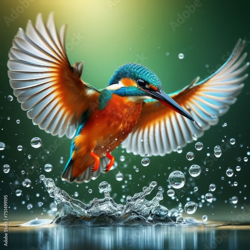 Close-up of a kingfisher in flight © smerlot