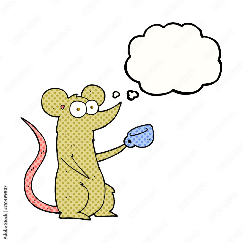 thought bubble cartoon mouse with coffee cup thought bubble cartoon mouse with coffee cup