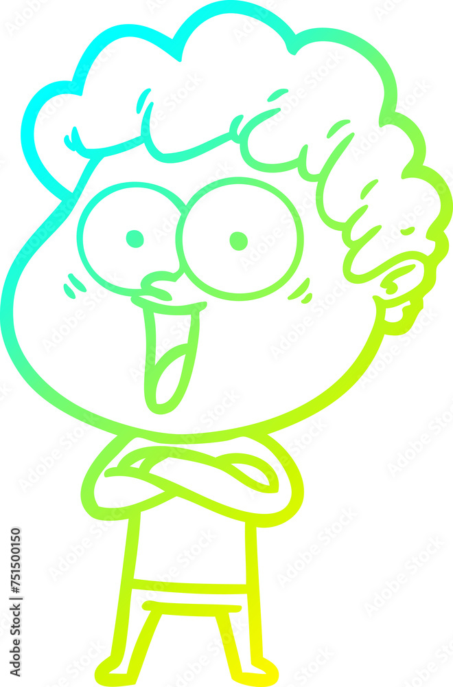 cold gradient line drawing cartoon happy man cold gradient line drawing cartoon happy man