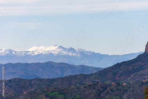 Scenic view of snowcapped mountains against the sky in Setif  Algeria.