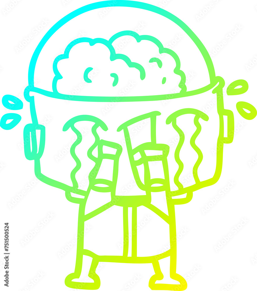 cold gradient line drawing cartoon crying robot cold gradient line drawing cartoon crying robot