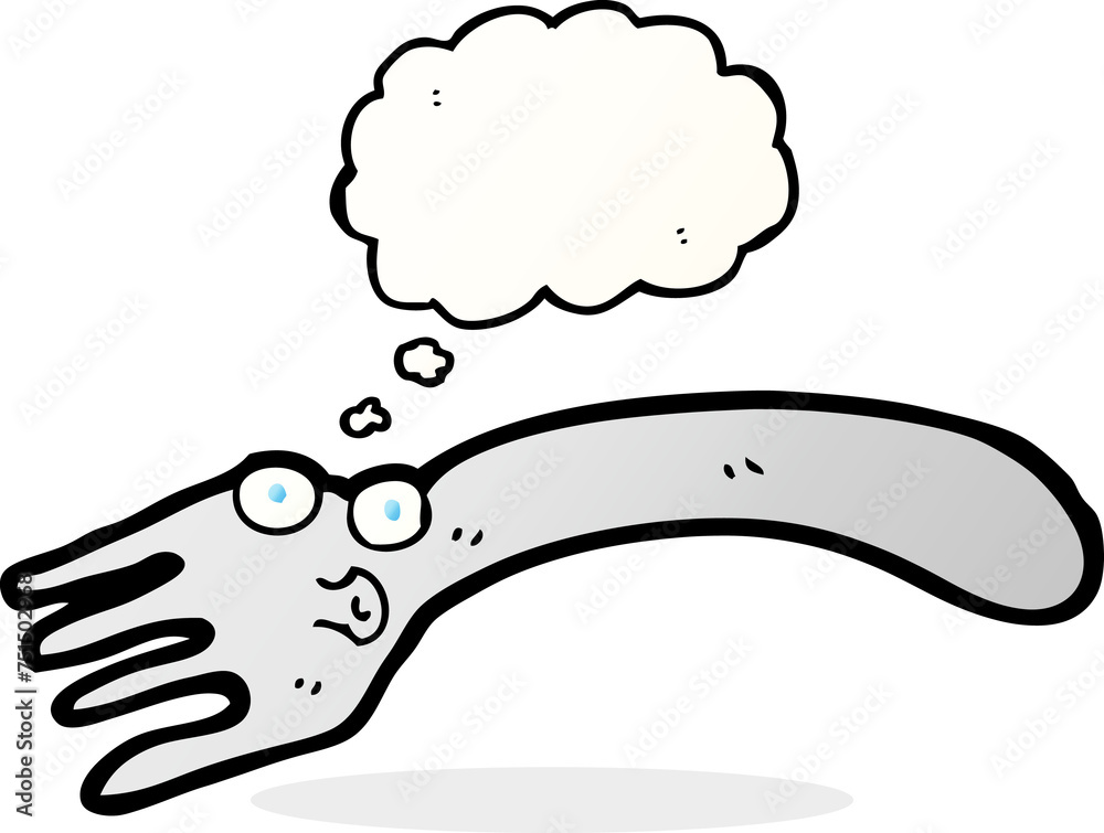 cartoon fork with thought bubble cartoon fork with thought bubble