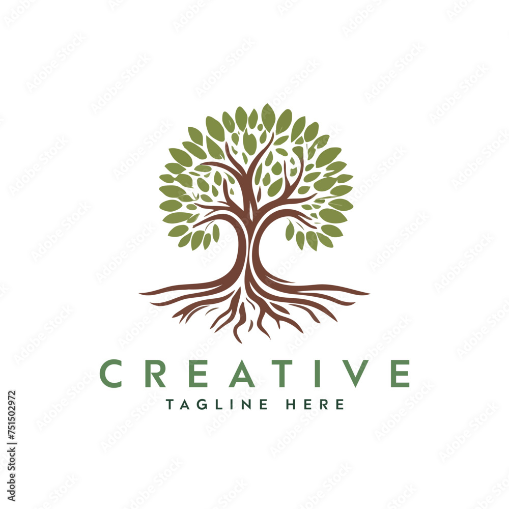 Obraz premium Creative artistic tree logo concept. eco friendly tree logo