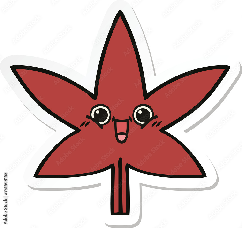 sticker of a cute cartoon autumnal leaf sticker of a cute cartoon autumnal leaf