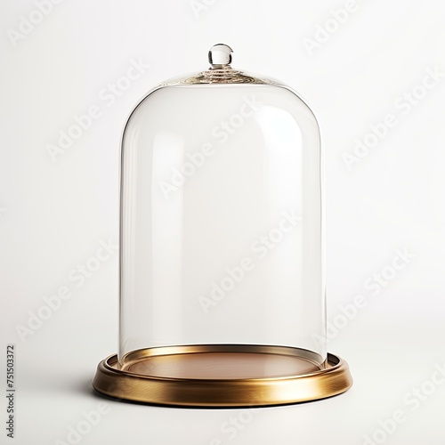 Empty glass cloche on white background