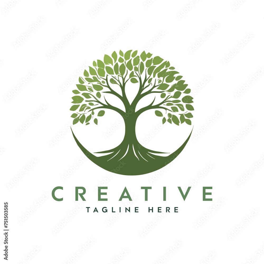 Obraz premium Creative artistic tree logo concept. eco friendly tree logo