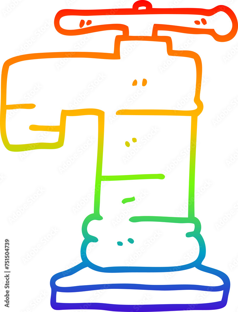 rainbow gradient line drawing cartoon gold plated faucet